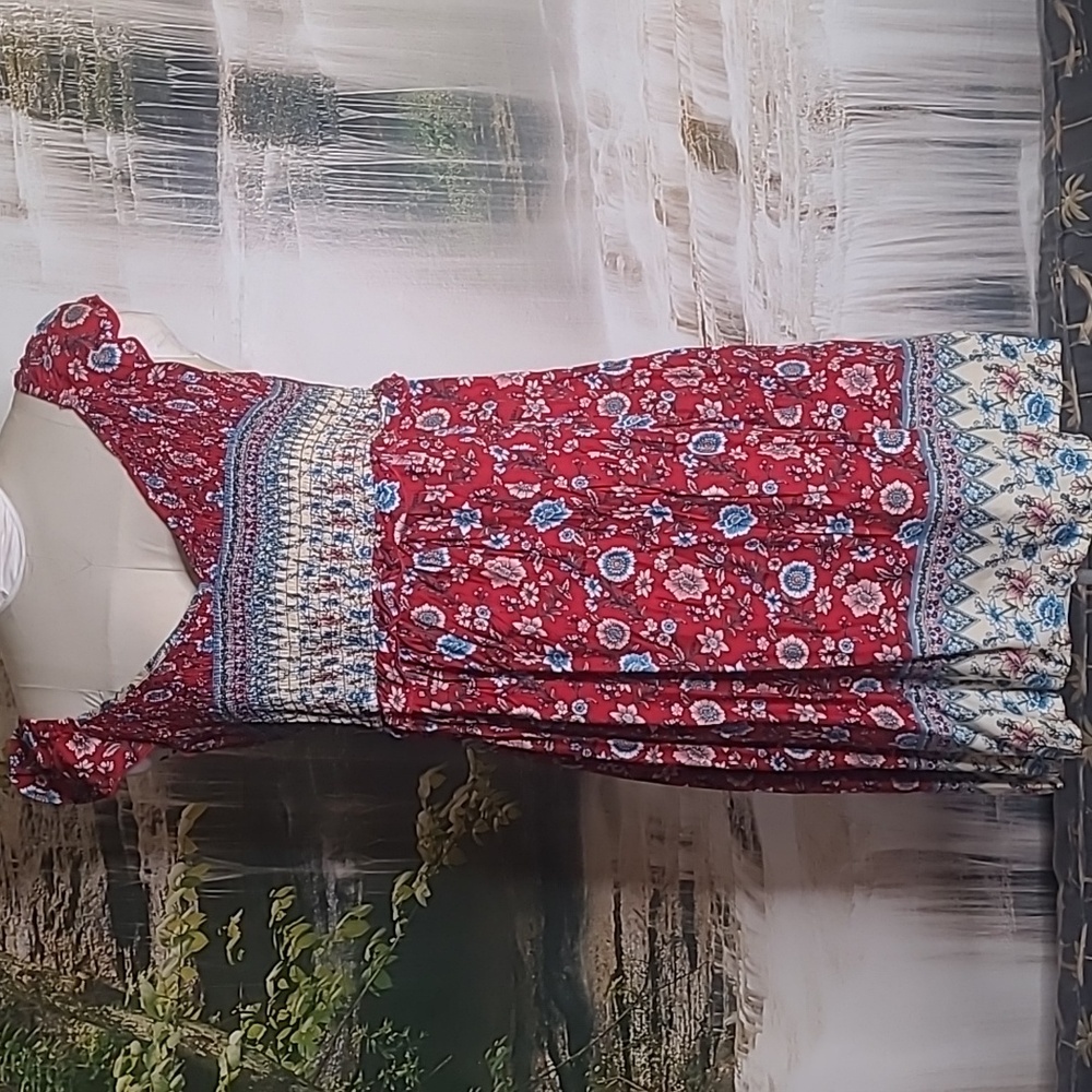 New with tags! Fashion Kojooin Womens 2XL vibrant floral boho midi dress